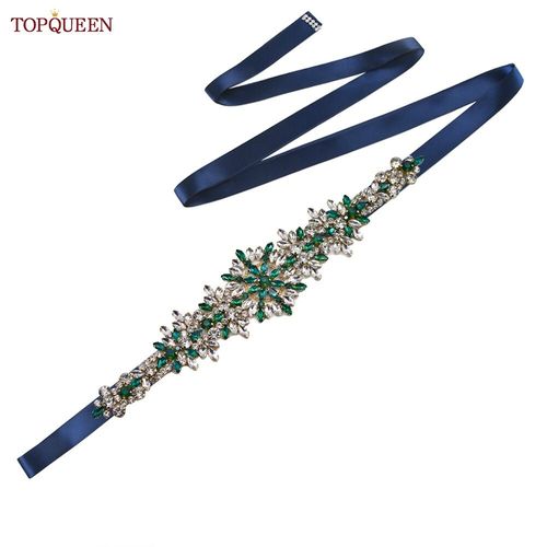 TOPCLS-Ceinture de mariage pour patients EEN,ceinture marocaine faite à la main,ceinture en biscuits,accessoires de robe de banquet,bijoux verts,appliques S319-KL