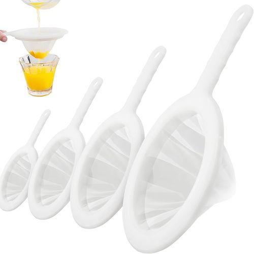 4pcs Nylon Tamis Fin - Aqsacokiya - 100/200/300/400 Mesh Alimentaire Filtre - Filtre À Mailles Fines En Plastique - Passoire À Mailles Fines Pour Filtrage Jus, Lait, Vin, Café