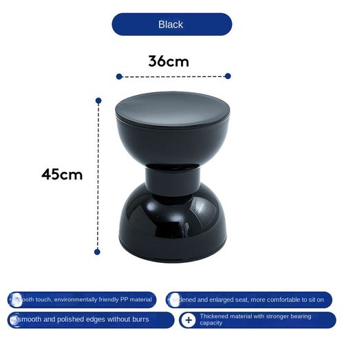 Tabouret Proxy De Chaussure Créatif Nordique,Tabouret De Salle À Manger Crème Domestique Épaissi,Tabouret De Table Basse De Salon,Piste Ronde En Plastique - Type Black