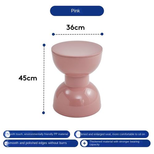 Tabouret Proxy De Chaussure Créatif Nordique,Tabouret De Salle À Manger Crème Domestique Épaissi,Tabouret De Table Basse De Salon,Piste Ronde En Plastique - Type Pink