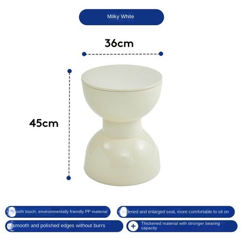 Tabouret Proxy De Chaussure Créatif Nordique,Tabouret De Salle À Manger Crème Domestique Épaissi,Tabouret De Table Basse De Salon,Piste Ronde En Plastique - Type Milky White