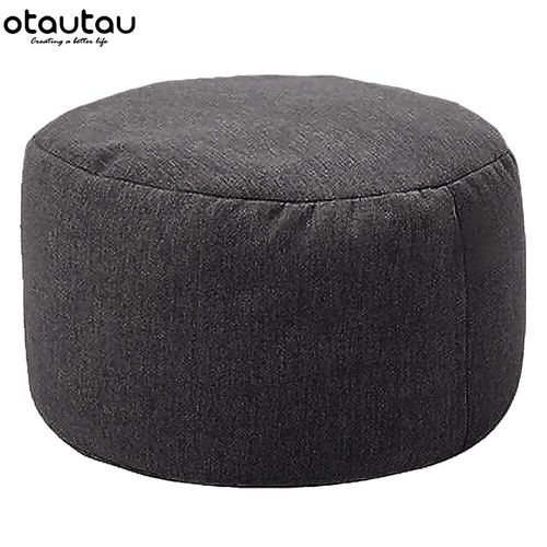 Otautau-Tabouret Rond En Lin Avec Remplissage,Pouf,Repose-Pieds,Hypothécaire Ami,Futon Puff,D30 Cm X H20 Cm,Jd001 - Type Carbon Grey #A
