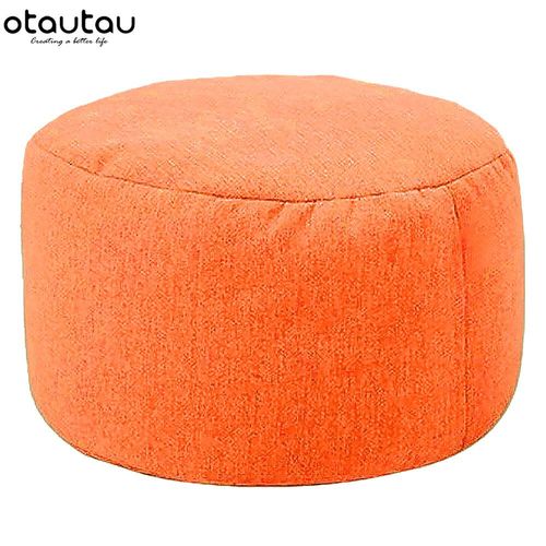 Otautau-Tabouret Rond En Lin Avec Remplissage,Pouf,Repose-Pieds,Hypothécaire Ami,Futon Puff,D30 Cm X H20 Cm,Jd001 - Type Orange #A