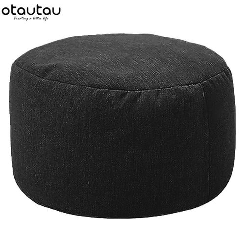 Otautau-Tabouret Rond En Lin Avec Remplissage,Pouf,Repose-Pieds,Hypothécaire Ami,Futon Puff,D30 Cm X H20 Cm,Jd001 - Type Black #A