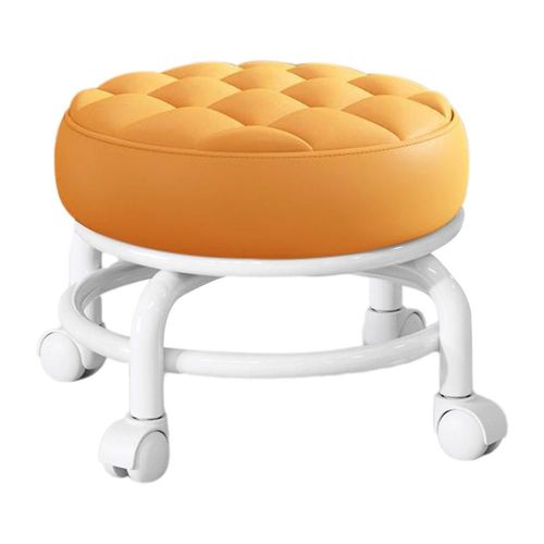 Tabouret Roulant Rotatif Avec Roues,Résistant À 360 °,Rond,Selle Réglable - Type Orange