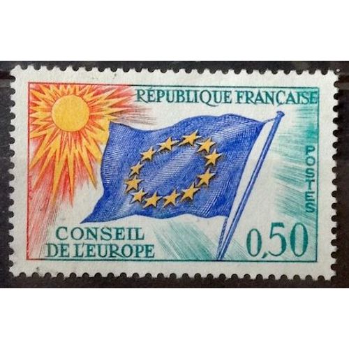 Conseil Europe Drapeau 0,50 Vert, Bleu, Rouge Et Jaune (Très Joli Service N° 33) Obl - France Année 1963 - Brn83 - N13857