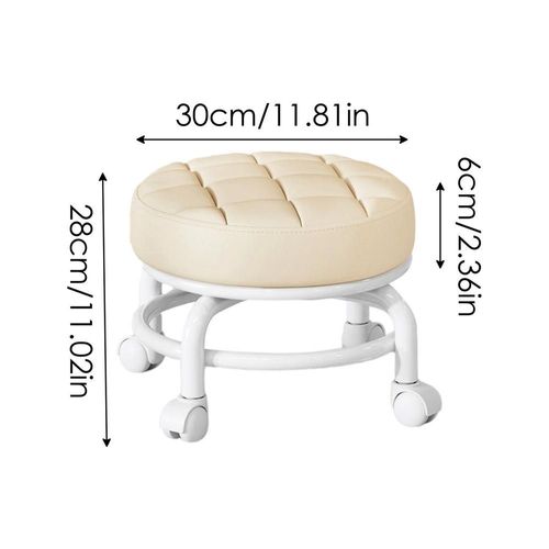 Tabouret Roulant Rond À 360 ° Réglable Avec Roues,Rotatif - Type Cream #B