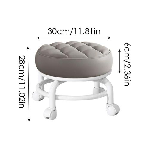 Tabouret Roulant Rond À 360 ° Réglable Avec Roues,Rotatif - Type Grey #B