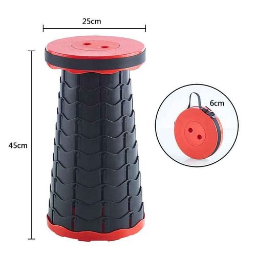 Chaise Ronde Pliante Portable En Accordéon,Outil Simple Et Réglable,Pour Aire De Jeux En Forme D'éléphant - Type Red-Black #B