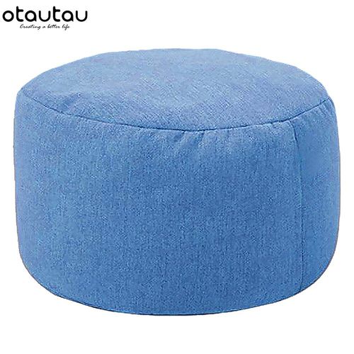 Otautau-Tabouret Rond En Lin Avec Remplissage,Pouf,Repose-Pieds,Hypothécaire Ami,Futon Puff,D30 Cm X H20 Cm,Jd001 - Type Dark Blue