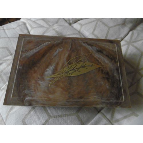 coffret à bijoux ou autre bakélite marbré marron avec miroir 16x10x5cm