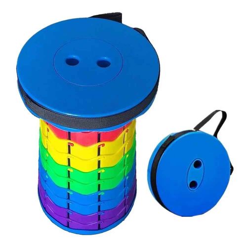 Chaise Ronde Pliante Portable En Accordéon,Outil Simple Et Réglable,Pour Aire De Jeux En Forme D'éléphant - Type A-Multicolor-Blue #B