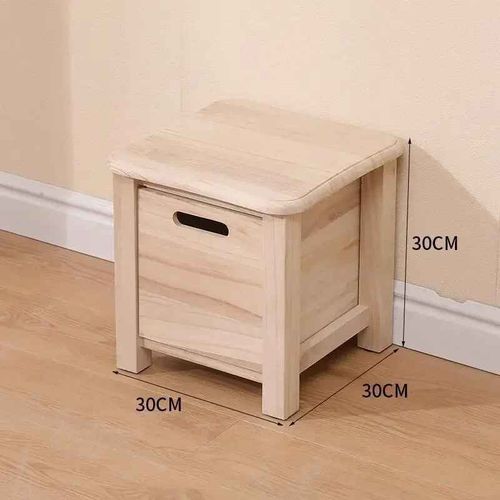 Banc De Changement De Chaussures En Bois Massif,Meuble De Table Basse De Chevet De Canapé,Tabouret Carré De Rangement Nordique Avec Melb - Type Log Color-M