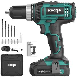 iceagle Jeu de visseuses sans fil 20V avec chargeur de batterie et mallette outils, 1400 tr/min, 25 + 3 couples