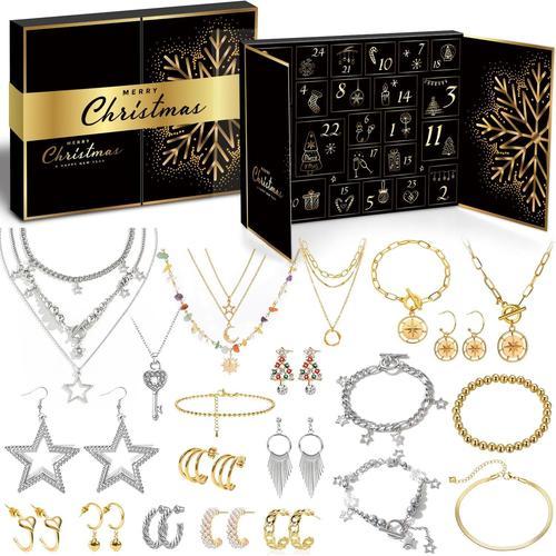 Calendrier De L'avent Bijoux Femme Calendrier De L'avent 2024 Femme Calendrier Avent Bijoux Calendrier Avent Femme - Cadeaux 24 Avec Collier Bracelets Bijoux Calendrier Pour Épouse Mère Fiancee