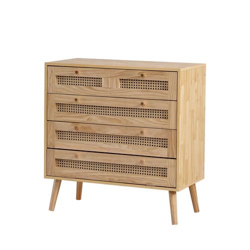 Buffet Classique En Rotin 4 Tiroirs Et Rangement