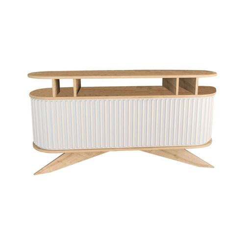 Buffet Effet Bois Beige, Blanc 150x43 Cm