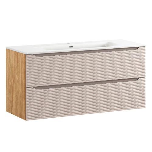 Meuble Vasque Encastrée 2 Tiroirs Stratifiés Beige