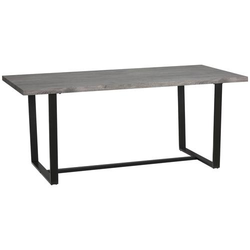 Table À Manger Design Grand Plateau 8 Pers. Acier Noir Effet Bois Gris