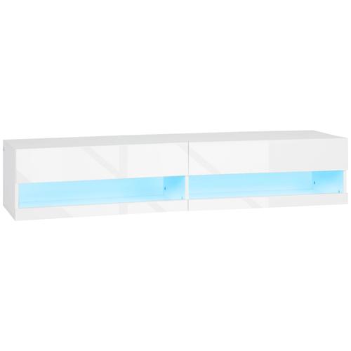 Meuble Tv Mural Led Flottant - 2 Portes Battantes