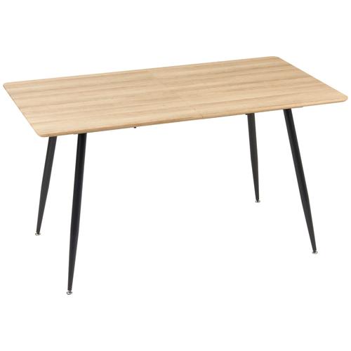 Table À Manger Rectangulaire 4 Personnes Acier Noir Effet Bois Naturel