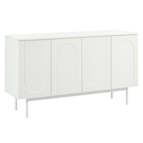 Buffet Moderne Blanc Motif En Arc 4 Portes