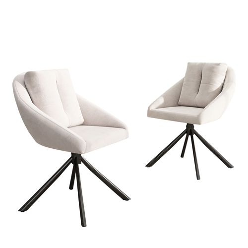 Lot De 2 Chaises De Salle À Manger Moderne Pivotante En Velours Beige