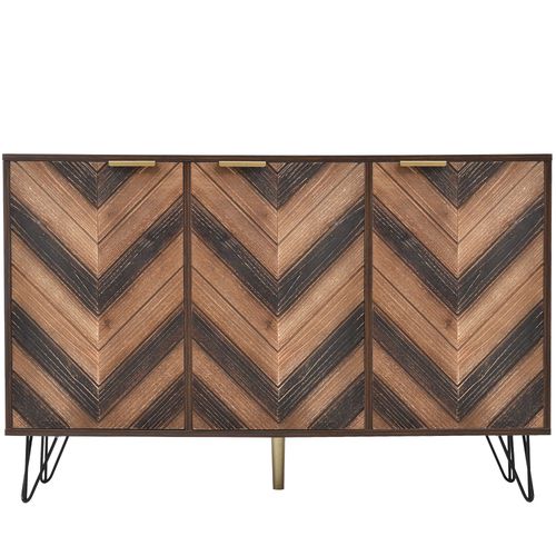 Buffet Vintage Détail Élégant 3 Portes Poignées Dorés