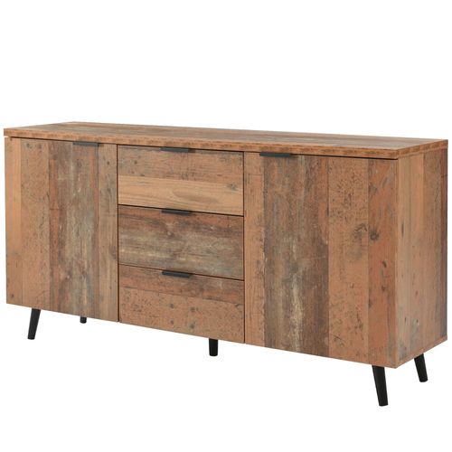 Buffet Effet Bois Vieilli Avec Étagères Réglables 2 Portes 3 Tiroirs
