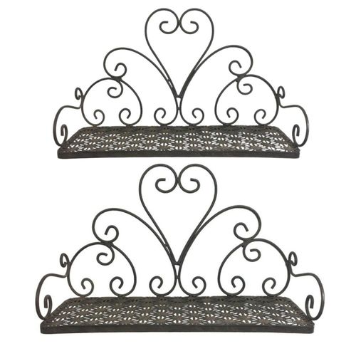 Set De 2 Étagères En Fer Forgé Marron L.51 41 Cm