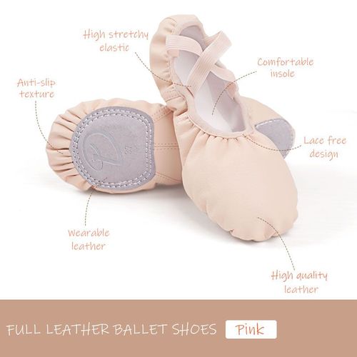 Chaussures De Ballet En Cuir Pour Filles Pantoufles De Danse Imperméables Semelle En Daim Fendue Pantoufles Durables Pour Enfants