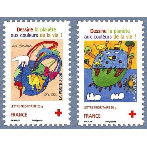 France 2008, Très Beaux Timbres Neufs** Luxe Auto-Adhésifs Au Profit De La Croix Rouge Française, "Dessine La Planète Aux Couleurs De La Vie !" Validité Permanente, Collection Ou Affranchissement. -