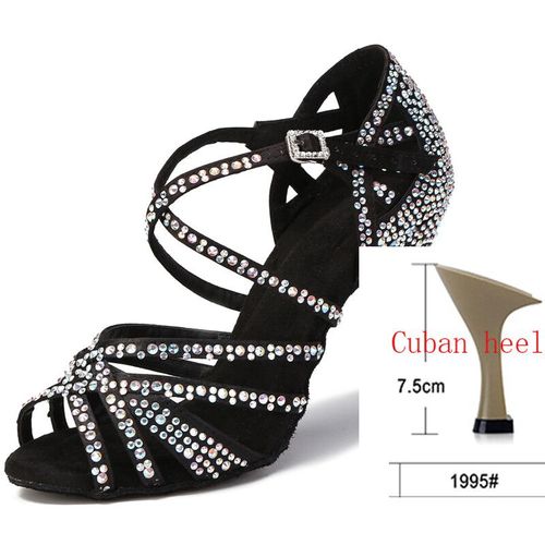 Chaussures De Brevlatine En Satin De Soie Et Strass Brillants Talons Hauts Cubains De 9 Cm Pour Femme