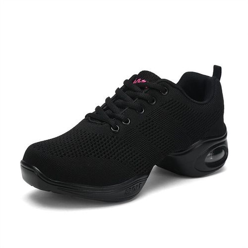 Chaussures De Danse Respirantes Tissage Volant Pour Femmes Baskets De Sport Mi Talon De Jazz Modernes Chaussures De Jogging Décontractées Plateforme De Haute Qualité