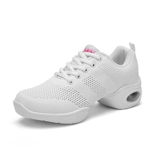 Chaussures De Danse Respirantes Tissage Volant Pour Femmes Baskets De Sport Mi Talon De Jazz Modernes Chaussures De Jogging Décontractées Plateforme De Haute Qualité
