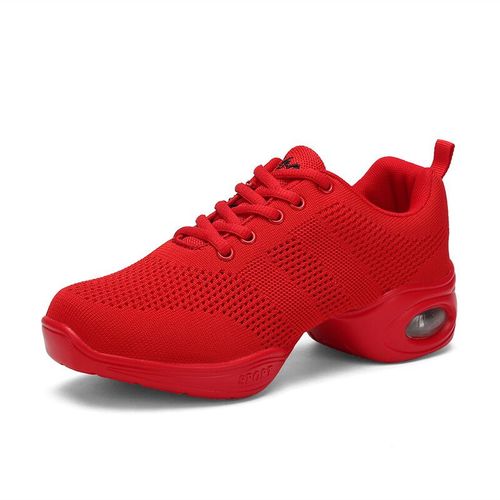Chaussures De Danse Respirantes Tissage Volant Pour Femmes Baskets De Sport Mi Talon De Jazz Modernes Chaussures De Jogging Décontractées Plateforme De Haute Qualité
