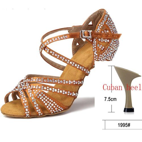Chaussures De Brevlatine En Satin De Soie Et Strass Brillants Talons Hauts Cubains De 9 Cm Pour Femme