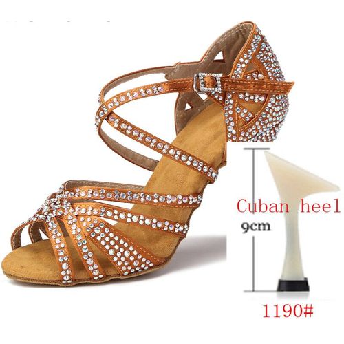 Chaussures De Brevlatine En Satin De Soie Et Strass Brillants Talons Hauts Cubains De 9 Cm Pour Femme
