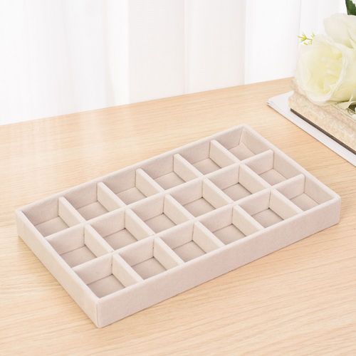 Présentoir À Bijoux En Velours Empilable,Boîte D'emballage Portable,Support Pour Boucles D'oreilles Et Colliers,Gris Et Beige,Boîtes D'évaluation