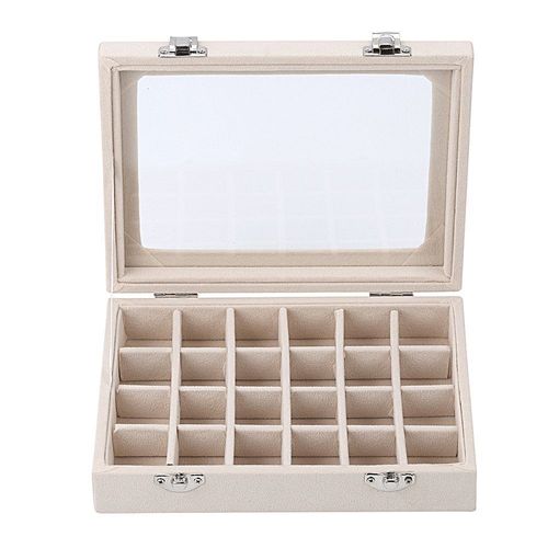 Boîte De Rangement De Bijoux Avec Couvercle Rabattable Transparent,Pour Boucles D'oreilles,Bagues,Colliers,Classification,Anti-Poussière