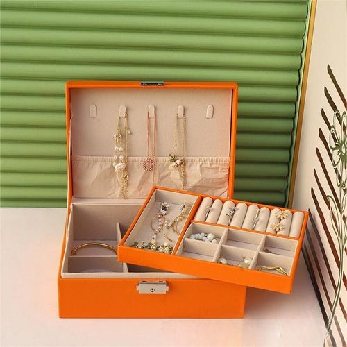 Boîte De Rangement De Bijoux À Double Couche,Porte-Bijoux De Voyage Portable,Bague De Rangement,Collier,Présentoir De Bijoux