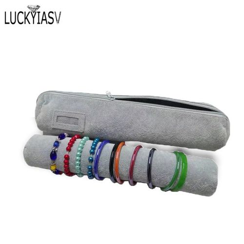 Sac À Roulettes En Velours Noir Avec Fermeture Éclair Pour Bijoux,Bague,Boucles D'oreilles,Sac De Rangement,Étuis D'affichage De Collier Portables,Mode
