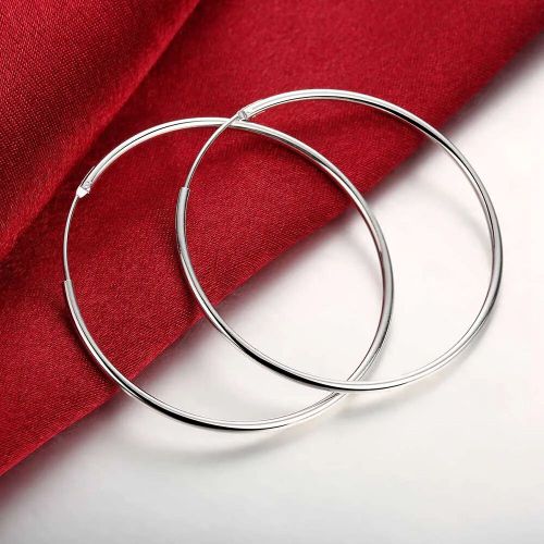 Boucles D'oreilles Créoles En Argent Pour Femmes,Boucles D'oreilles Simples,Cercle Rond,Bijoux De Charme De Fiançailles De Mariage,Qualité Supérieure,Mode