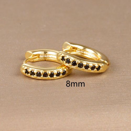 Boucles D'oreilles Huggie En Acier Inoxydable Pour Femme,Petit Cercle Rond,Noir,Piercing,Bijoux Tendance,2 Pièces