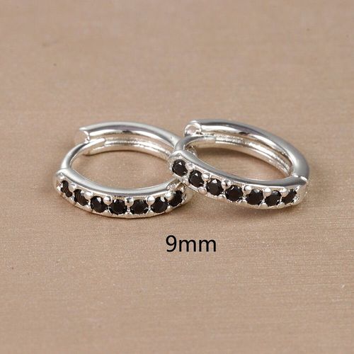 Boucles D'oreilles Huggie En Acier Inoxydable Pour Femme,Petit Cercle Rond,Noir,Piercing,Bijoux Tendance,2 Pièces