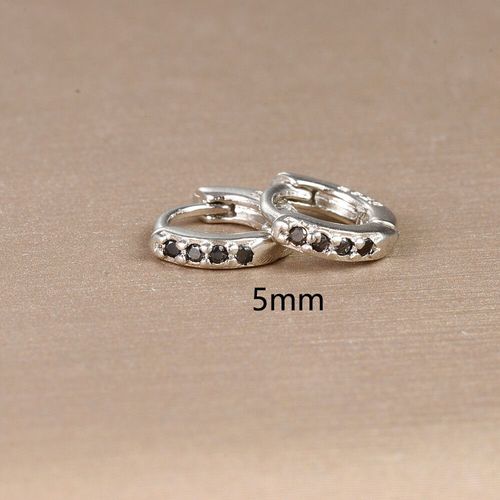 Boucles D'oreilles Huggie En Acier Inoxydable Pour Femme,Petit Cercle Rond,Noir,Piercing,Bijoux Tendance,2 Pièces