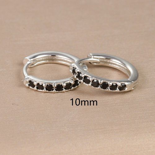 Boucles D'oreilles Huggie En Acier Inoxydable Pour Femme,Petit Cercle Rond,Noir,Piercing,Bijoux Tendance,2 Pièces
