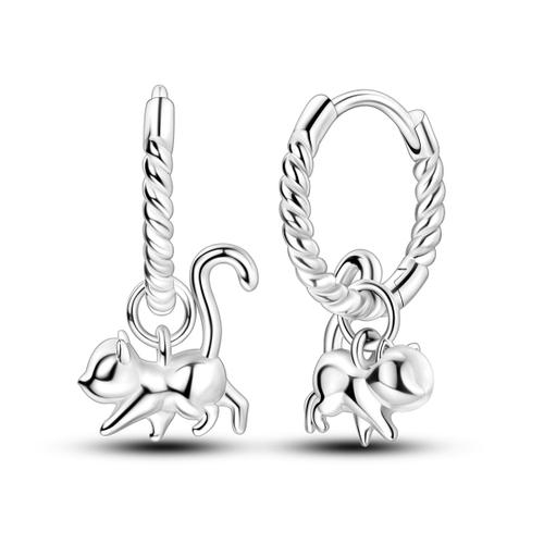 Boucles D'oreilles Créoles Plaquées Argent 925,Pendentifs En Forme De C?Ur Rond,Bijoux Géométriques