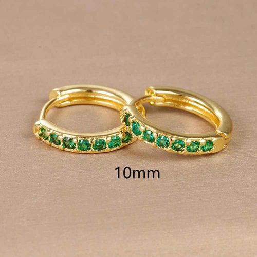 Boucles D'oreilles Vertes En Acier Inoxydable Pour Femme,Petit Cercle Rond,Piercing,Bijoux Tendance,2 Pièces