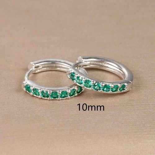 Boucles D'oreilles Vertes En Acier Inoxydable Pour Femme,Petit Cercle Rond,Piercing,Bijoux Tendance,2 Pièces